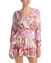 Poupette St Barth Colleen Mini Dress In Red Geo Fish