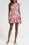 Poupette St Barth Corinne Mini Dress In Red Geo Afro