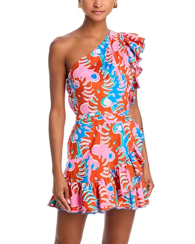 Poupette St Barth Corinne Mini Dress In Red Geo Afro