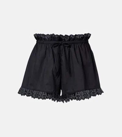 Poupette St Barth Cory马德拉刺绣棉质府绸短裤