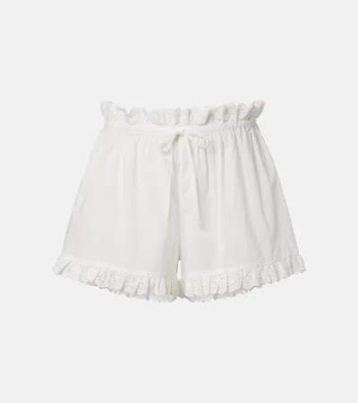 Poupette St Barth Cory Pointelle Cotton Shorts In White