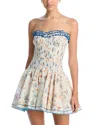 Poupette St Barth Cory Smocked Strapless Dress In Blue Ylang Ylang