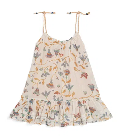 Poupette St Barth Kids' Cotton-blend Printed Billie Dress In Blue