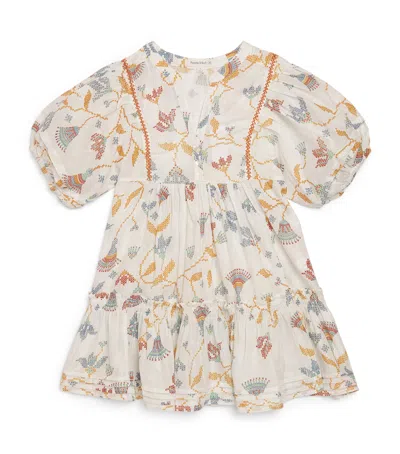 Poupette St Barth Kids' Cotton Printed Aria Dress In Blue