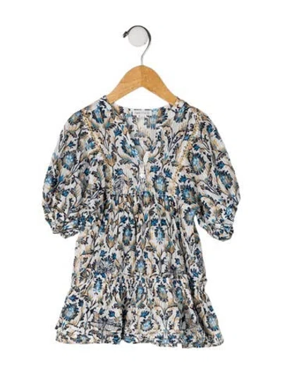 Pre-owned Poupette St Barth Babies' Cotton Short Sleeve All Over Print Dress