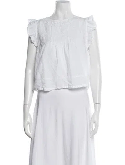 Pre-owned Poupette St Barth Crew Neck Short Sleeve Blouse In White