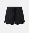 Poupette St Barth Cruse Broderie Anglaise Cotton Shorts In Gold