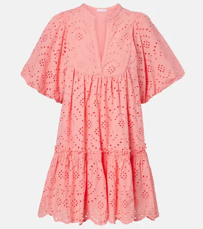Poupette St Barth Cruz Broderie Anglaise Cotton Minidress In Pink