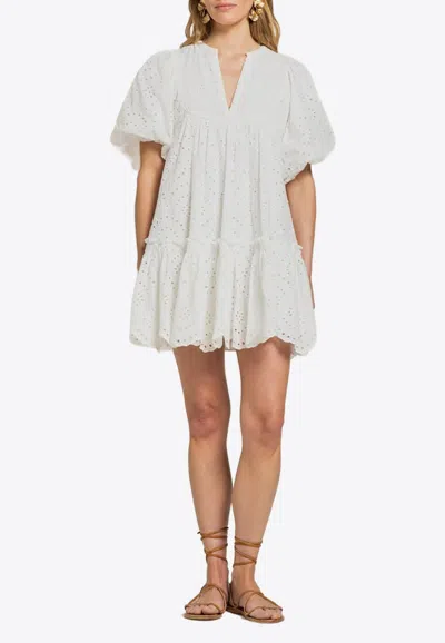 Poupette St Barth Aria Broderie Anglaise Cotton Minidress In Natural White