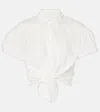 Poupette St Barth Cycas Broderie Anglaise Cropped Shirt In White