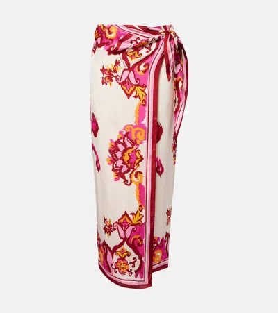Poupette St Barth Dana Printed Wrap Skirt In Red