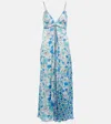 Poupette St Barth Denise Maxi Dress In White Green Diagonal Batik