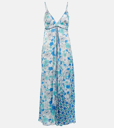 Poupette St Barth Denise Maxi Dress In White Green Diagonal Batik