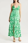 Poupette St Barth Denise Print Cover-up Maxi Dress In Green Himba