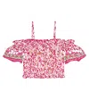 Poupette St Barth Donna Floral Off-shoulder Top In Pink Blossom