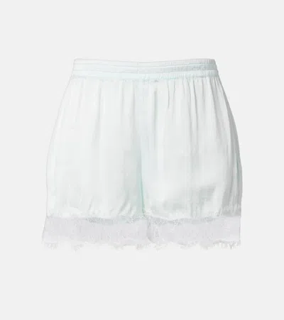 Poupette St Barth Doris Lace-trimmed Satin Shorts In Blue