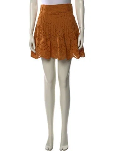 Pre-owned Poupette St Barth Embroidered Accent Mini Skirt In Yellow