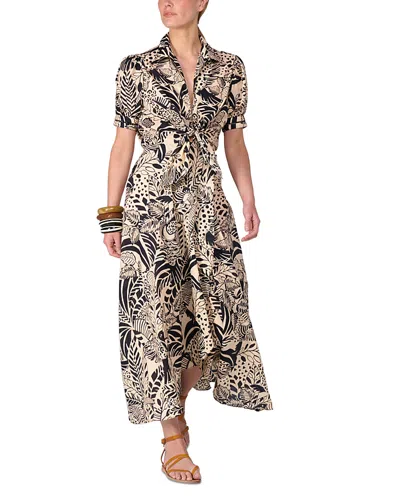 Poupette St Barth Eren Tie Front Maxi Dress In Black