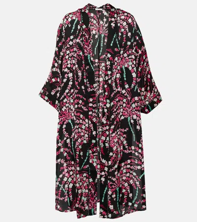 Poupette St Barth Erica Printed Robe In Black