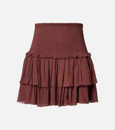 Poupette St Barth Farrah Tiered Miniskirt In Brown