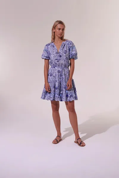 Poupette St Barth Floral Mini Dress In Blue