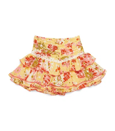 Poupette St Barth Kids' Floral Mini Skirt (4-10 Years) In Yellow