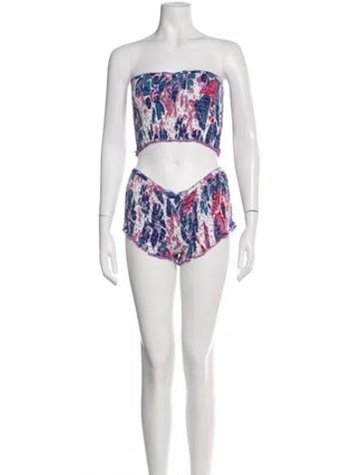 Pre-owned Poupette St Barth Floral Print Bikini W/ Tags In White
