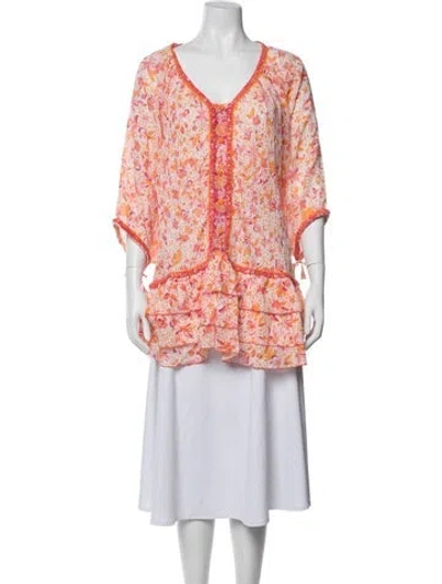 Pre-owned Poupette St Barth Floral Print Cover-up In Orange