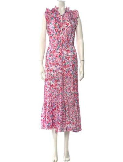 Pre-owned Poupette St Barth Floral Print Cowl Neck Jumpsuit In Pink