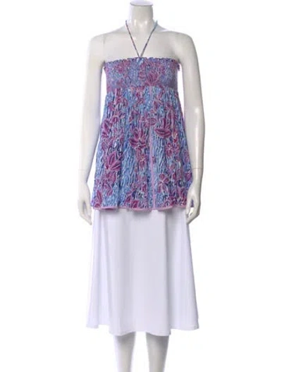Pre-owned Poupette St Barth Floral Print Halterneck Top In Multi