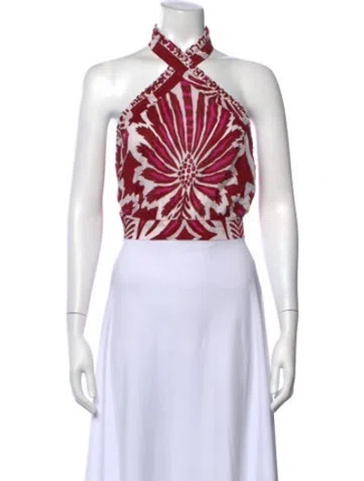 Pre-owned Poupette St Barth Floral Print Halterneck Top In Pink