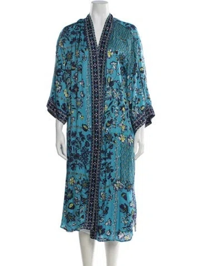 Pre-owned Poupette St Barth Floral Print Jacket In Blue
