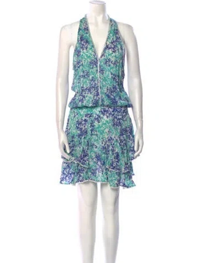 Pre-owned Poupette St Barth Floral Print Knee-length Dress In Blue