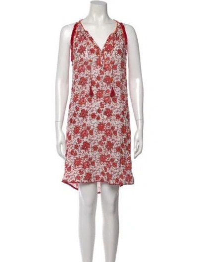 Pre-owned Poupette St Barth Floral Print Knee-length Dress In Neutral
