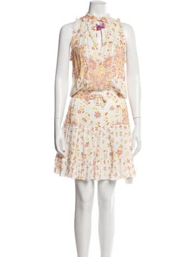 Pre-owned Poupette St Barth Floral Print Knee-length Dress In Neutral