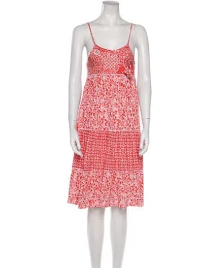 Pre-owned Poupette St Barth Floral Print Knee-length Dress In Orange