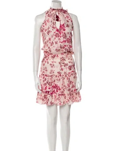 Pre-owned Poupette St Barth Floral Print Knee-length Dress In Pink