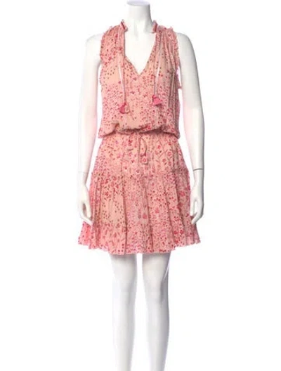 Pre-owned Poupette St Barth Floral Print Knee-length Dress In Pink
