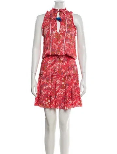 Pre-owned Poupette St Barth Floral Print Knee-length Dress In Pink