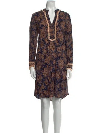 Pre-owned Poupette St Barth Floral Print Knee-length Dress W/ Tags In Blue
