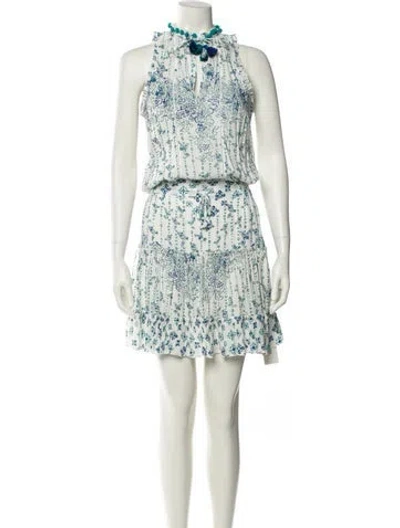 Pre-owned Poupette St Barth Floral Print Knee-length Dress In White