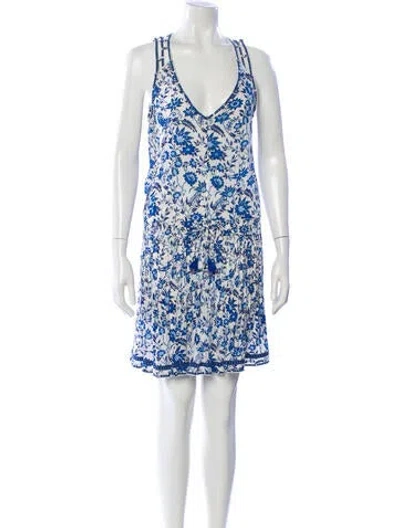 Pre-owned Poupette St Barth Floral Print Knee-length Dress In White