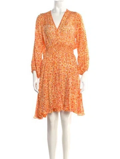 Pre-owned Poupette St Barth Floral Print Knee-length Dress In Yellow