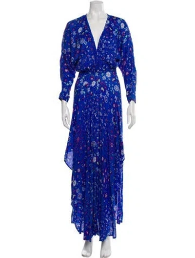 Pre-owned Poupette St Barth Floral Print Long Dress In Blue