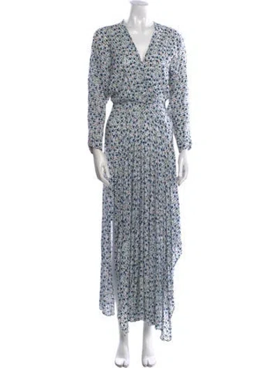 Pre-owned Poupette St Barth Floral Print Long Dress In Blue