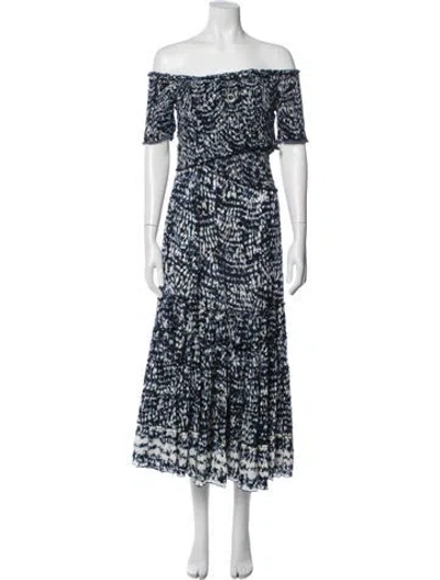 Pre-owned Poupette St Barth Floral Print Long Dress In Blue