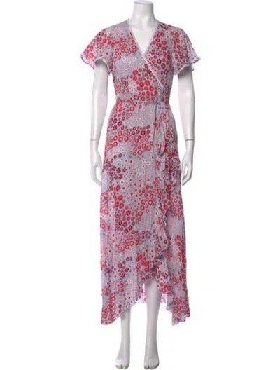 Pre-owned Poupette St Barth Floral Print Long Dress In Blue