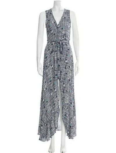 Pre-owned Poupette St Barth Floral Print Long Dress In Blue