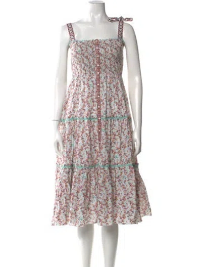 Pre-owned Poupette St Barth Floral Print Long Dress In Green