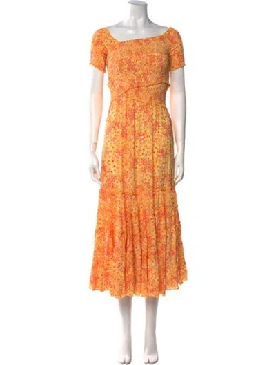 Pre-owned Poupette St Barth Floral Print Long Dress In Multi